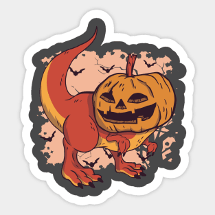 Halloween Pumpkin Dinosaur Spooky Creepy Cute Sticker